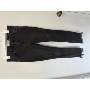 Free People Distressed Black Skinny Jeans W28